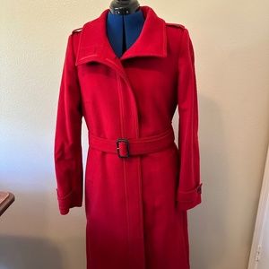 Red Wool Burberry Coat